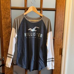 Hollister Gray and White Shirt
